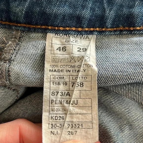 Takeshy Kurosawa Distressed Sandblasted Jeans Made in Italy 100% Cotton 29 29x33 - Picture 12 of 13